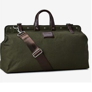 Line Of Trade Olive Green Men's Canvas Weekender Bag with Brown Accents